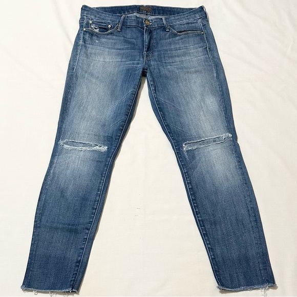 MOTHER - Looker Ankle Fray - Wicked and Wild - Distressed Blue Denim Jeans - 30 - Picture 3 of 16